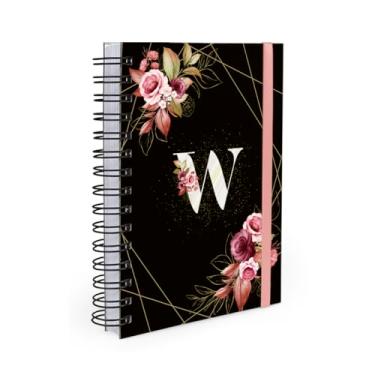 Imagem de Agenda Planner Diária 2026 Monograma Floral Preto e Rosa Letra W
