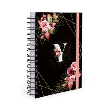 Imagem de Agenda Planner Diária 2026 Monograma Floral Preto e Rosa Letra Y