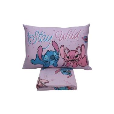 Imagem de Lençol de elástico com fronhas stitch e angel love - Portallar