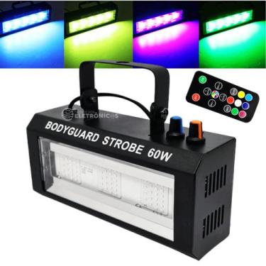 Imagem de Strobo Color RGB Estroboscópico Canhão Refletor Com Controle Efeito Fl