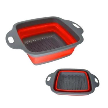 Imagem de Escorredor Quadrado De Silicone Para Macarrão e Legumes Utensilio Para