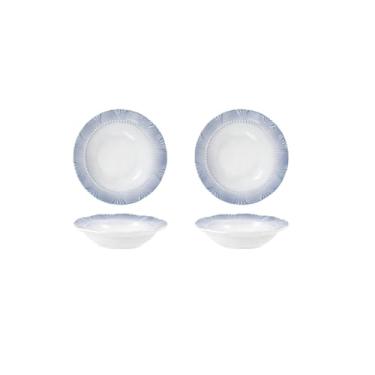 Imagem de Conjunto de tigela e prato com padrão de renda criativo e personalizado, prato redondo de cerâmica de arroz simples doméstico - prato de renda de 11,4 cm - 2 pacotes