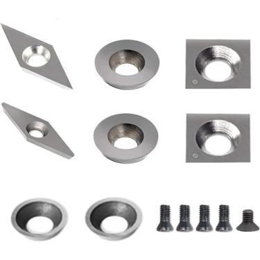 Imagem de SWONVI 8 peças de ferramentas de torno de carboneto inserções de carboneto para ferramenta de torneamento de torno de madeira, conjunto de inserções de cortador de carboneto de tungstênio inclui