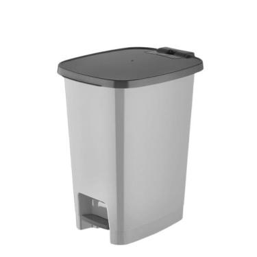 Imagem de Lixeira Plástica com Pedal 25L Slim Branca Cozinha Banheiro - Mood - G