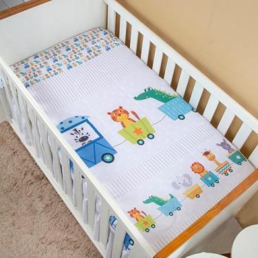 Imagem de Edredom Berço Americano para Bebê Menino Sublimado - Carinha de Anjo, 