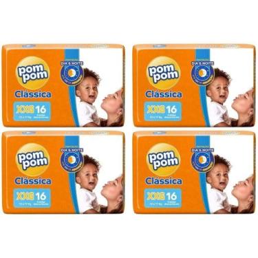 Imagem de KIT 4 Fraldas Pom Pom Clássica Jumbo Tamanho XXG C/ 16 unidades
