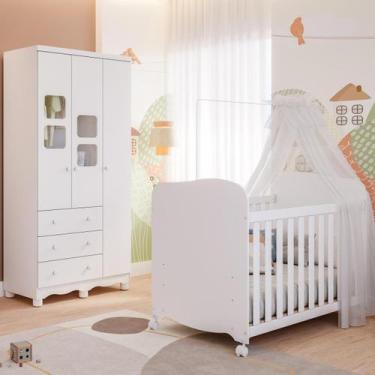 Imagem de Quarto de Bebê Completo Uli com Guarda Roupa 3 Portas 3 Gavetas e Berç