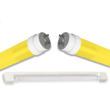 Imagem de Kit Calha Sobrepor Tubular Led 1,2m Branco + Lâmpada Colorida 20w Amarelo