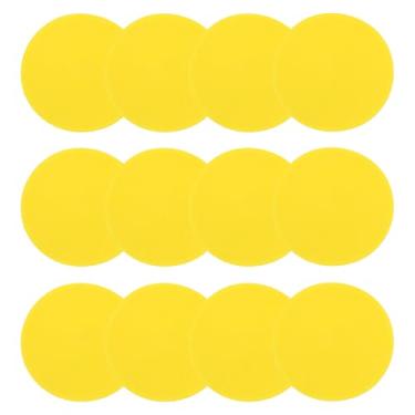 Imagem de PATIKIL Marcadores de poliéster de 23 cm, 12 peças de pontos de borracha antiderrapantes com bolsa de armazenamento, cones planos de agilidade para treinamento esportivo, basquete, futebol, amarelo