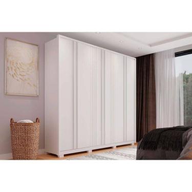 Imagem de Guarda Roupa Casal 6 Portas e 4 Gavetas Mozart Branco Fosco - Caemmun