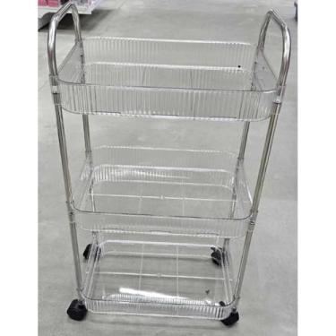 Imagem de Carrinho Auxiliar com 3 andare de Ferro ou Acrílico rodinhas para Salão de Beleza Pedicure Manicure Esmalteria Estética(TRANSPARENTE(Acrílico))