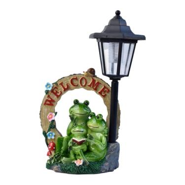 Imagem de IEUDNS Estátua de sapo de jardim com energia solar, lâmpada à prova d'água, enfeite de iluminação para canteiro de flores, pátio, porta da