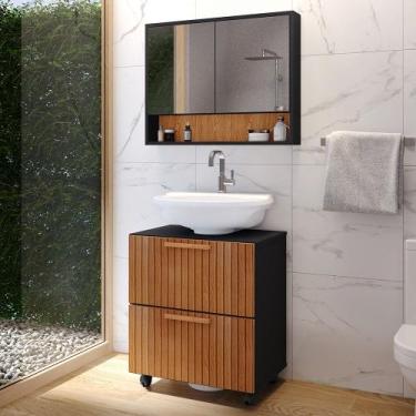 Imagem de Conjunto gabinete de banheiro com espelheira Kit gabinet Top - Boom Mó