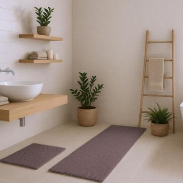 Imagem de Kit Tapete Bolinha 100x50cm e Tapete Bolinha 58x38cm - Rozac, Marrom