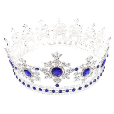 Imagem de Beaupretty Coroa de noiva barroco rainha azul prata strass europeu vintage coroa tiara noiva coroa para casamento