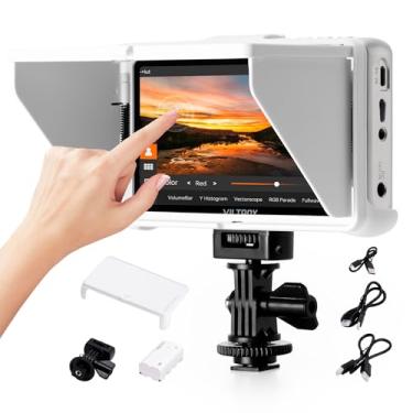 Imagem de VILTROX Monitor portátil na câmera de 5,5 polegadas, monitor de campo de vídeo HDMI com tela sensível ao toque 4K, visualização ampla de 1920 × 1080, capô guarda-sol, entrada e saídas HDMI, LUTs 3D