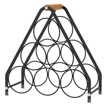 Imagem de Suporte de vinho de mesa, suporte de vinho moderno independente, rack de vinho de bancada com cabo de madeira elegante, design de almofadas antiderrapantes PP para decoração de armário de casa, bar e