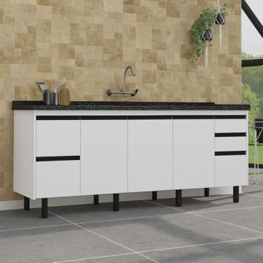 Imagem de Gabinete de Cozinha 5 Gavetas 3 Portas 194cm Grande 100% Mdf (Branco)