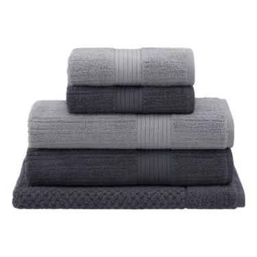 Imagem de Jogo De Toalha Banho Gigante 5pcs Canelada Buddemeyer, Cinza - Cinza E