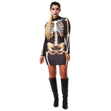Imagem de Fantasia Caveira Esqueleto Adulto Feminino Halloween - Fantasias Carol