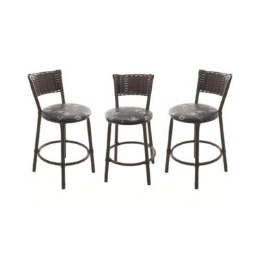 Imagem de KIT 3 Banquetas Baixa Encapada Junco CAFÉ Area Gourmet - ESPAÇO JUNCO,