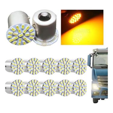Imagem de Kit 10 Lampada 22 Led Ba15S 1 Polo 3014 24V A Laranja