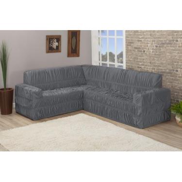 Imagem de Capa De Sofá De Canto 21 Elásticos Até 6 Lugares Malha Gel - Nalu Casa