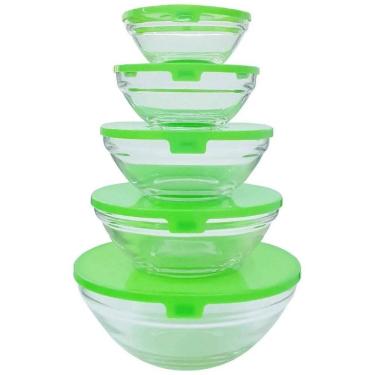 Imagem de Jogo C/5 Porta Mantimentos De Vidro Tigelas Potes Com Tampa