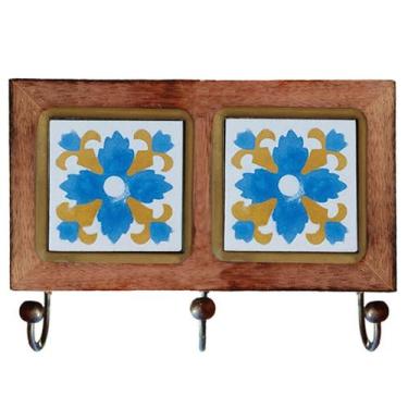 Imagem de Cabideiro De Parede Rustico Ladrilho Hidraulico Para Roupas Bolsas Cha