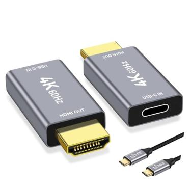 Imagem de Adaptador USB C fêmea para HDMI macho com cabo de vídeo USB de 9 m, fonte USB unidirecional tipo C 4K @ 60Hz para conversor de vídeo HDMI 2.0 Thunderbolt 3/4 para HDMI para i-/Phone 17, MacBok, Galaxy