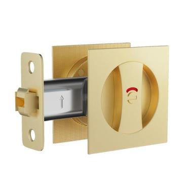 Imagem de Fechadura de 6 seções para porta de bolso quadrada dourada escovada - 