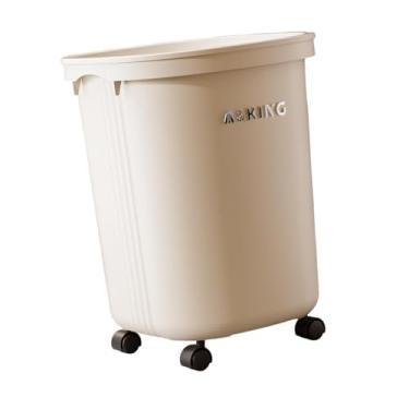 Imagem de SiaBiced Lixeira com Rodas, Cesto Nórdico Prático E Conveniente, Ideal para Apartamentos, Salas de Jantar, Banheiros E Escritórios, Branco, Tamanho real