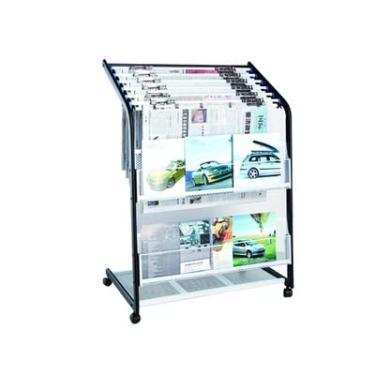 Imagem de LMJYU Suporte de revistas, suporte de jornal, escritório, suporte de jornal, suporte para livros informativos, com polia, piso, jornal, porta-revistas, organizador