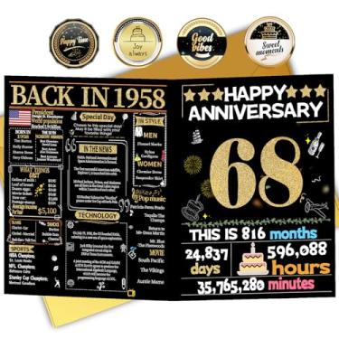 Imagem de Joycard Cartão de aniversário de 68 anos para mulheres e homens, cartão de casamento para esposa marido, presentes de decorações de casamento doces para casal, perfeito para ela no dia de aniversário