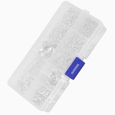 Imagem de KIMISS Brincos de Jóias Fazendo Acessório Kit de Artesanato Diy Com Fecho Lagosta e Ganchos de Brinco-conjunto Completo para Fornecimento e Reparo de Jóias (Prata - caixa única)