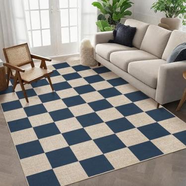 Imagem de GarveeHome Easy Jute Area Rugs 15 x 23 cm para sala de estar, antiderrapante, tapetes quadriculados, laváveis na máquina, tapetes modernos para ambientes internos e externos, para sala de jantar