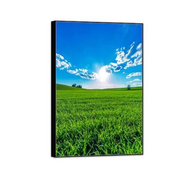 Imagem de BMZFYBS Quadro preto arte de parede paisagem impressões em tela - campo nuvens céu decoração pintura quadros para quarto 20x30cm8x12in