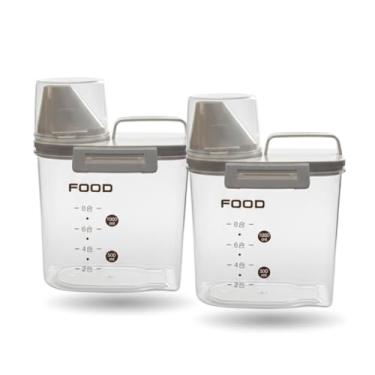 Imagem de Kit 2 Potes Hermético com Bico Dosador 1L com Copo Medidor Tampa com Trava, Vedação Hermética, Livre de BPA, Polipropileno Resistente para Alimentos Secos (2)