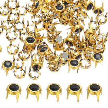 Imagem de Generic Brinco de strass de 6 mm, 70 conjuntos de contas de garra de metal rebites decorativos rebites rebites para artesanato de couro para decoração reparo de roupas cintos bolsas sapatos, preto