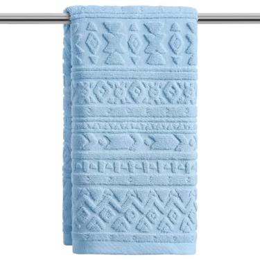 Imagem de Artoid Mode 1 peça azul claro 3D design geométrico jacquard toalhas de mão para banheiro, 100% algodão macio absorvente toalha de decoração de banheiro, 14,7 x 29,5 polegadas