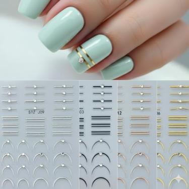 Imagem de 4 peças de adesivos de arte de unhas de strass de cristal 5D autoadesivos 3D em camadas com glitter para salão de beleza, festa de casamento DIY, multicolorido