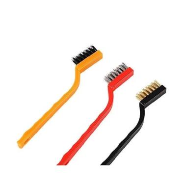 Imagem de Kit 3 Escovas de Limpeza Multiuso, Aço Latão Nylon, para Fogão Forno Grelha, Remoção de Ferrugem e Manchas