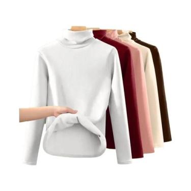 Imagem de Camiseta Térmica Feminina De Manga Longa Grossa E Quente Para Outono E