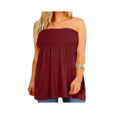 Imagem de Top tubo plissado de cintura alta sexy feminino plus size, roupas casu