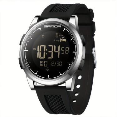 Imagem de Relógio Masculino Multifuncional Mostrador Digital Design Esportivo Moderno Impermeavel Prateado