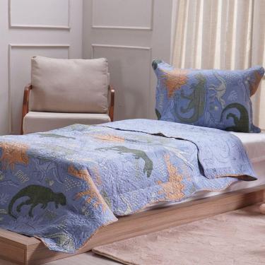 Imagem de Kit Colcha Solteiro Ultra Lisse New Kids Rolinho 160x220cm Roar