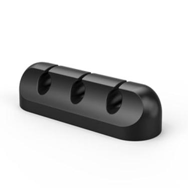 Imagem de Organizador de Cabos em Silicone, Suporte Autocolante com 3 Clips para Fios USB, Carregadores e Fones, Preto, Moderno