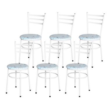 Imagem de 6 Cadeiras Epoxi Branca Para Cozinha Assento Floral Cor:floral Areia