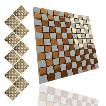 Imagem de Pastilha De Vidro Adesiva Kit 10 UniParede Cozinha Lavabo Banheiro Sala Facil Aplicacao Decorativa Moderna Requintado