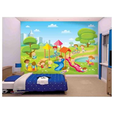Imagem de Papel De Parede Infantil Crianças Parquinho  Azs92
